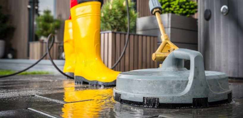 Patio cleaning pressure washing method